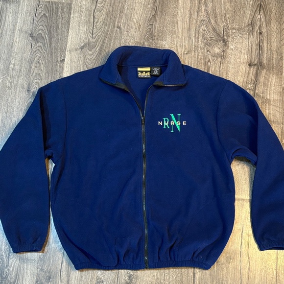 Auburn Sportswear Jackets & Blazers - Blue Full-Zip Jacket with Green Logo